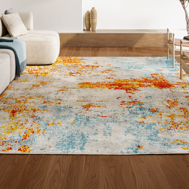 Tapis orange / multicolore Sunset Sunset, Rectangle 7 pi 9 po x 10 pi