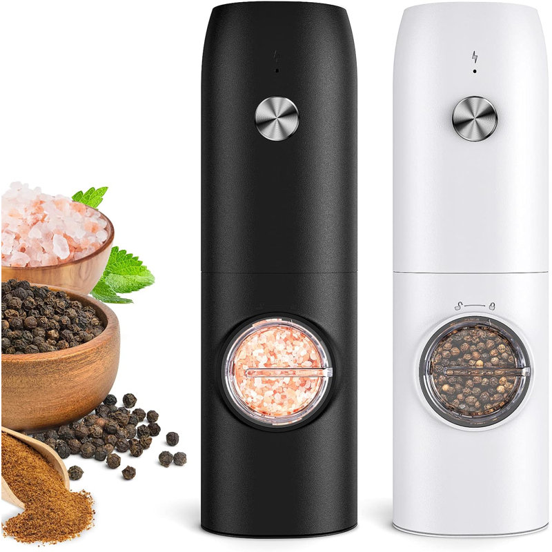 Ensemble de 2 moulins à poivre et à sel électriques rechargeables