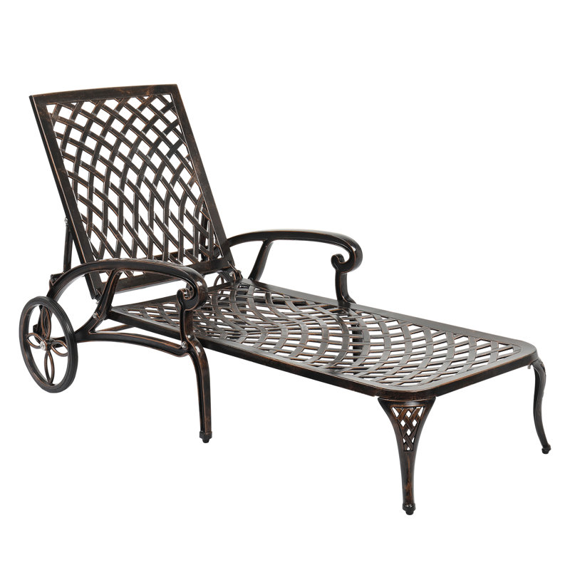 Bauder Outdoor Metal Chaise Lounge, Bronze