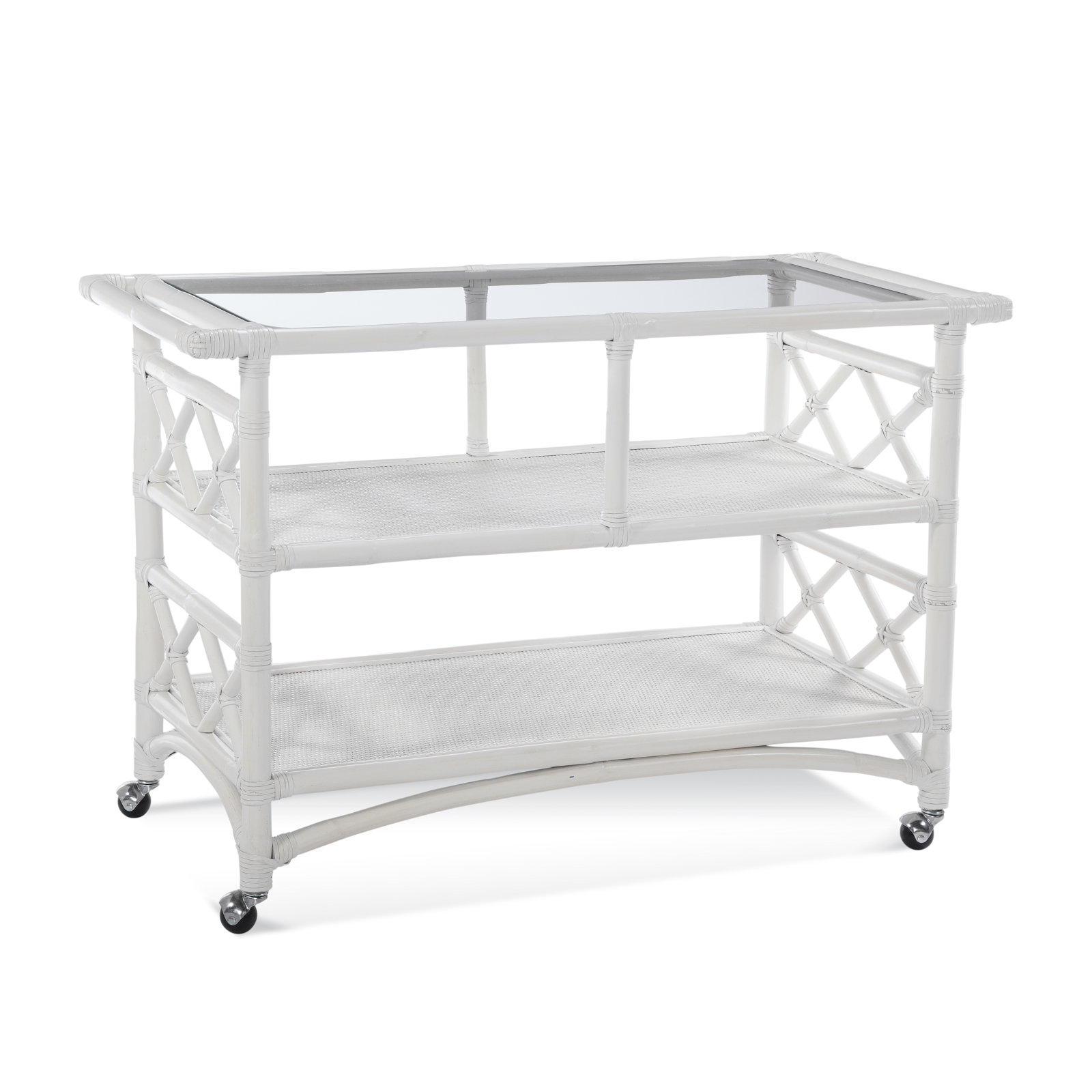 Abbott Wicker / Rattan Bar Cart, Frost White