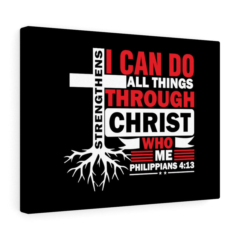 Strengthens Me Red Cross Philippians 4:13 - Wrapped Canvas Print, 30cm H x 41cm W