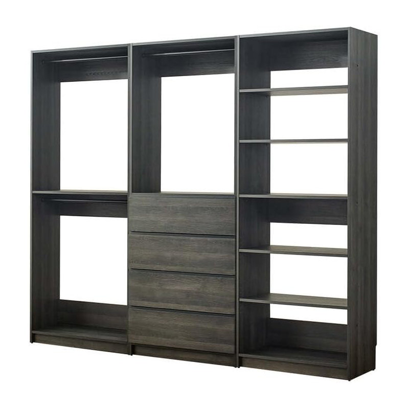  Gray Freestanding Walk in Wood Closet System for Contemporary Modular Closet Room
