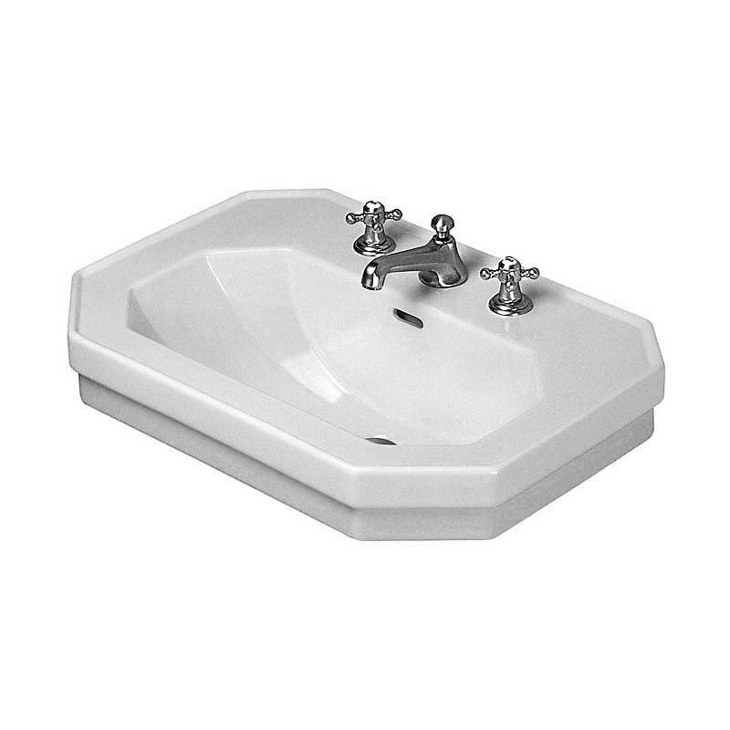 Duravit 1930 Series Ceramic 10" Wall Mount Bathroom Sink with Overflow, 27.5" W x 19.625" D, Single