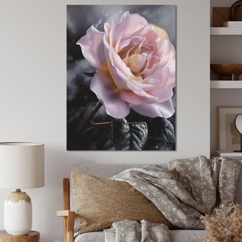 Roses élégantes roses - imprimé, H 32 po x l 24 po x P 1 po, Toile tendue