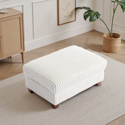 Ermia Modern Upholstered Faux Fur Square Ottoman by Pia Ricco