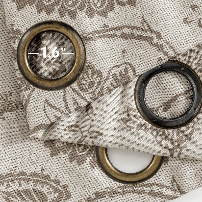Cannedy Vintage Floral Curtains for Living Room Bedroom, 52" W x 65" L, Taupe