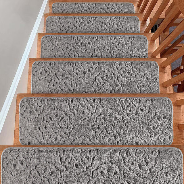  Tapis d'escalier pour marches en bois - paquet de 10, Gris