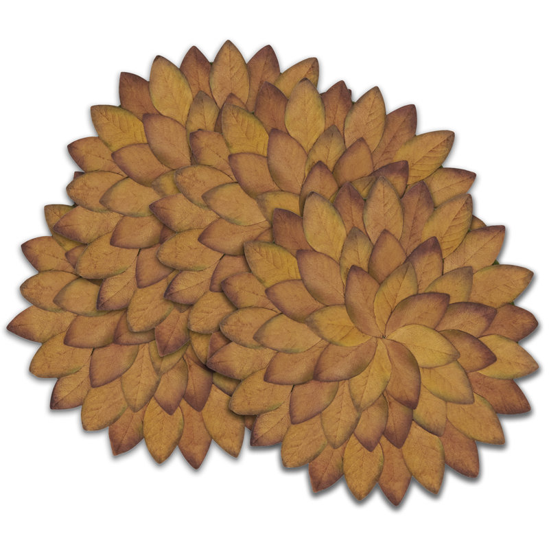 Copper Fall Leaves Round Plastic Placemats, 15" - Set of 4