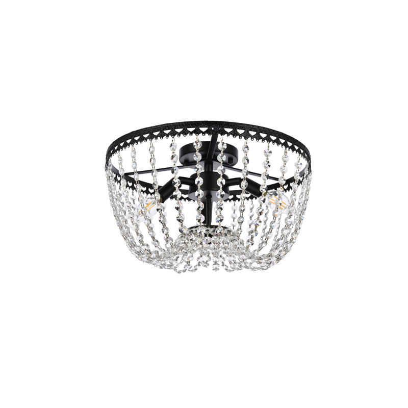 Plafonnier encastré 3 lumières Attahrawi, Noir, H 9,5 po x l 16 po x P 16 po