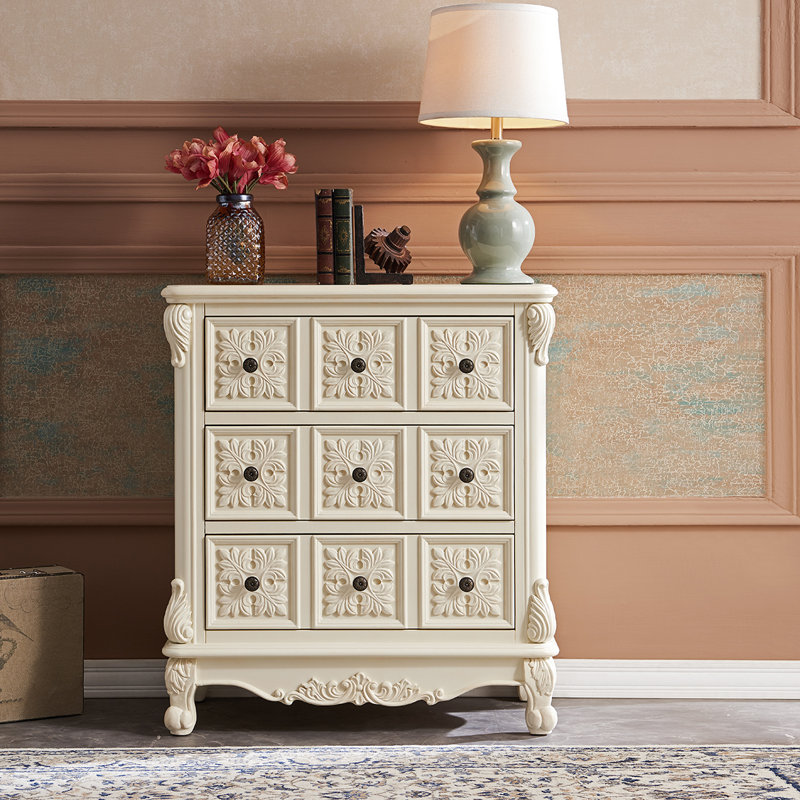 Commode d'appoint vintage grande capacité, H 35,2 po x l 31,1 po x P 15,7 po, Blanc