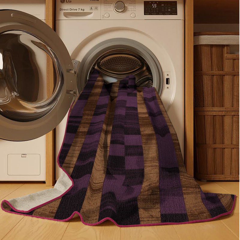 Machine Washable Checkered Brown Area Rug, Square 4'