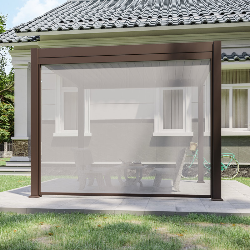 Écran d'intimité durable rétractable pour pergola de patio, 10 pi, Brun