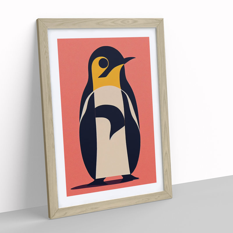 Penguin Abstract No.5 - Wall Art, No Matte, 46cm H x 34cm W, Oak Frame
