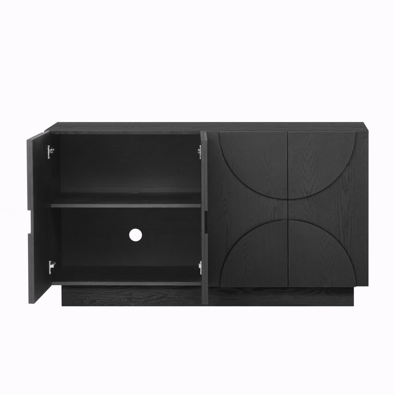 Grand buffet à 4 portes avec rangement, Noir