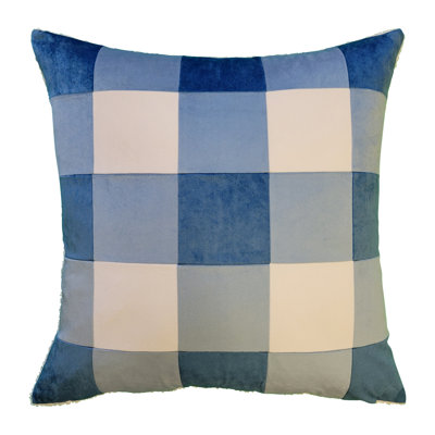  Velvet Buffalo Check Color Block With Teddy Reverse Decorative Pillow