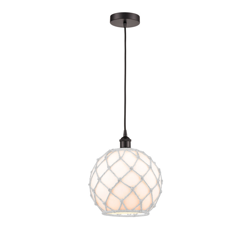 Luminaire suspendu simple à 1 lumière Larocque, Blanc, Brun foncé