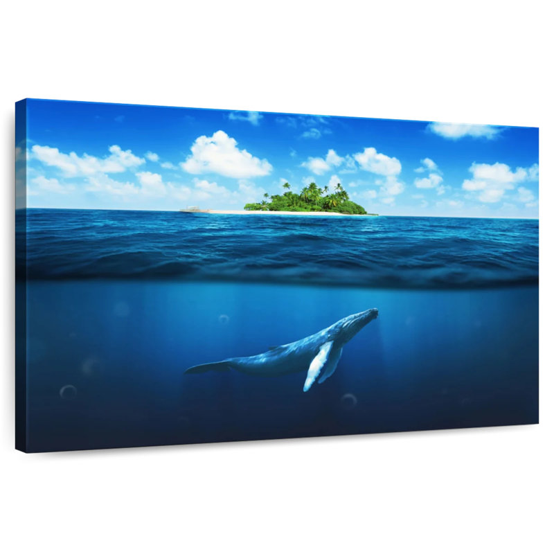 Whale Under Island, 30" H x 45" W