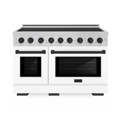 ZLINE Autograph 48 in. 7 Element Paramount Induction Range with White Matte Doors & Black Accents