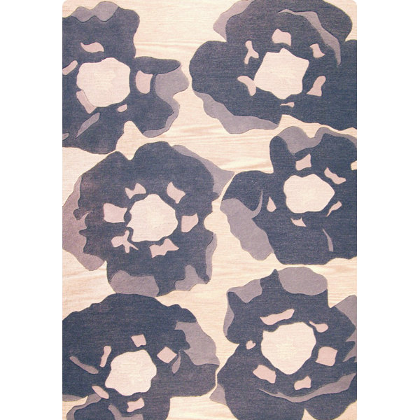 Hokku Designs Branyan Abstract Hand Tufted Wool/Cotton Beige/Blue Area ...