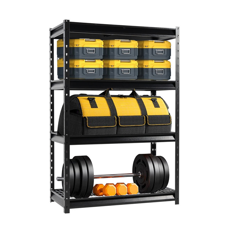 Mineko Atlas 48" W 12000 Lbs Heavy Duty Shelving Storage Rack with Adjustable Shelves, 72" H x 48" W x 24" D, Black