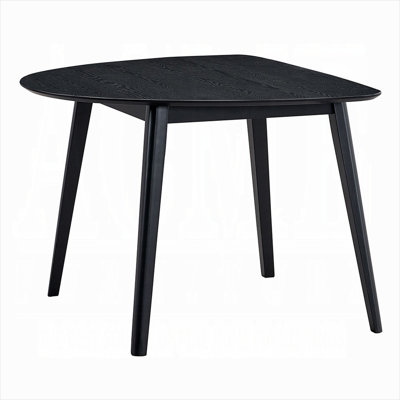 Irregular Shape Dining Table with Solid Rubberwood Construction and Sleek Black Finish Seats 4