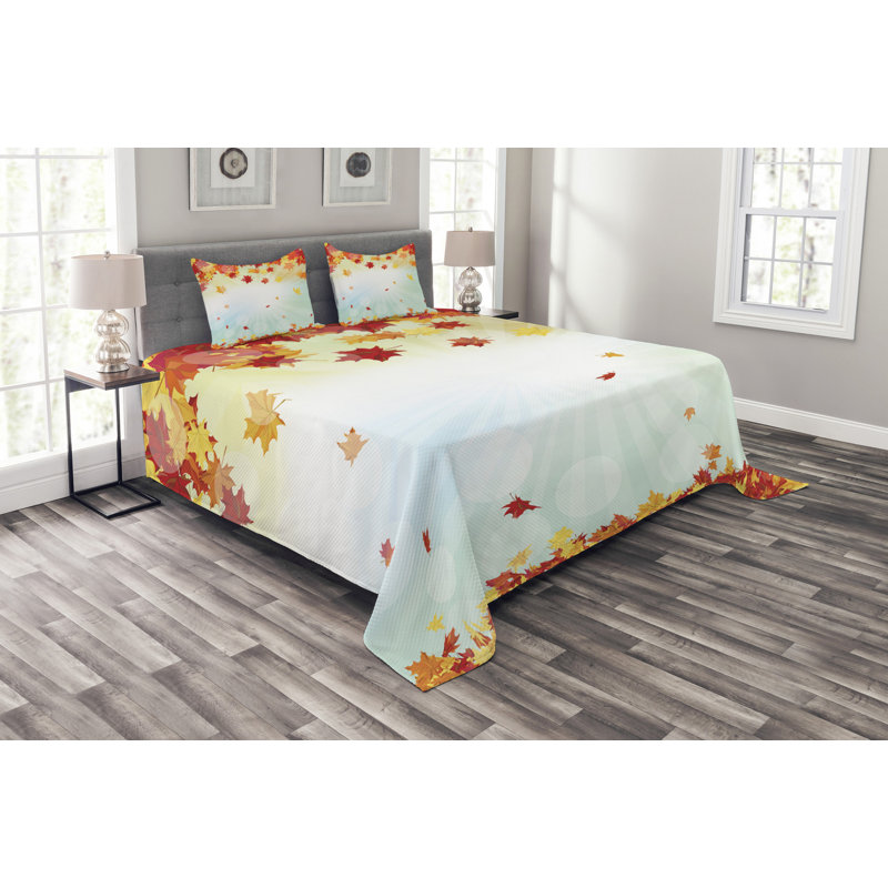 Adalyna Red/Yellow Microfibre Bedspread Set, 220 x 264 cm
