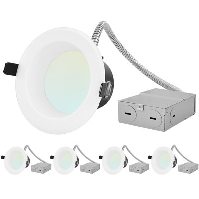 4" Ultra Slim Tunable CCT New Construction IC Rated LED Canless Recessed Lighting Kit