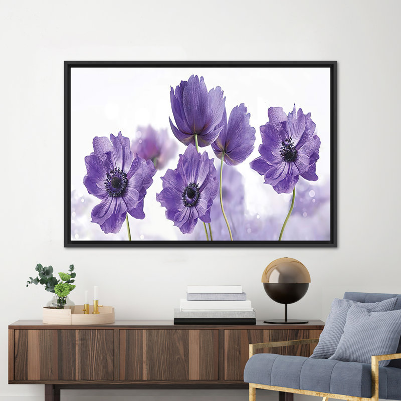 Abstract Flower Canvas Print - Floral Wall Art Perfect for Living Room Decor, Framed Print without Mat, Black