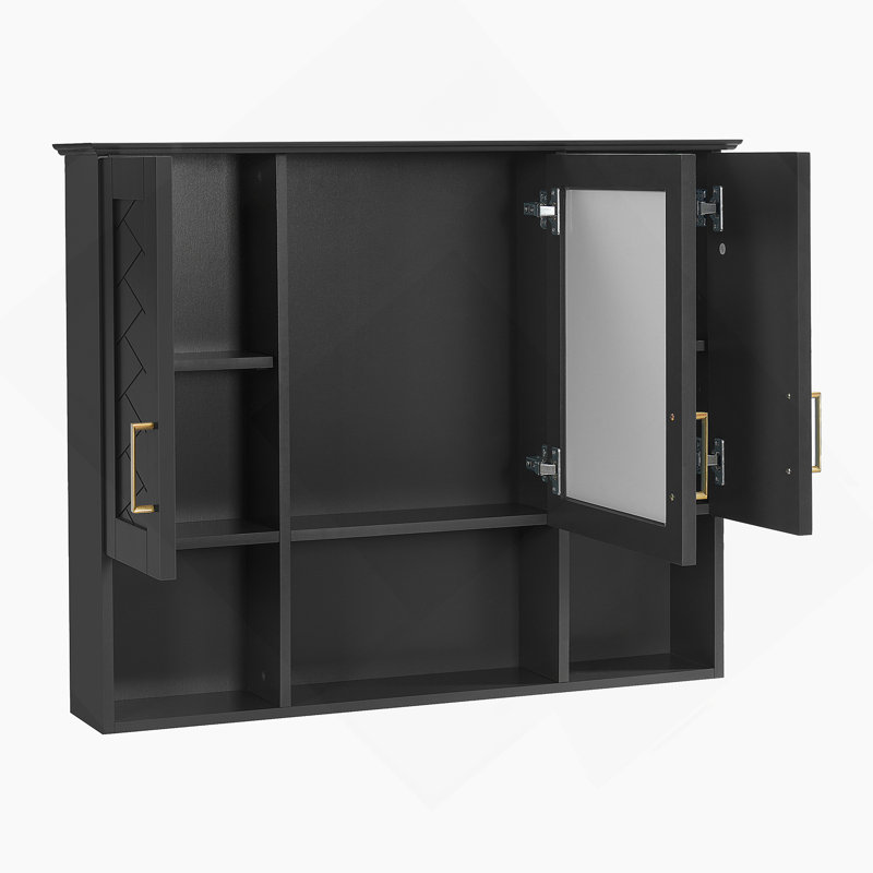 Wall Mounted Cabinet With Adjustable Shelves, Soft Close Doors For Bathroom, Black