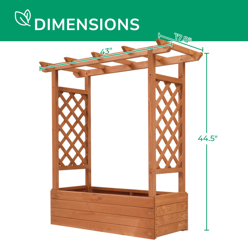 Boîte à fleurs en bois avec treillis Sabeera, Teck