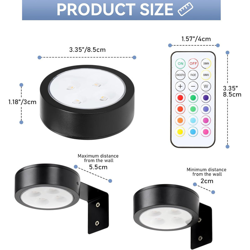 3.35'' Dimmable Wall Mount Picture Light with Remote