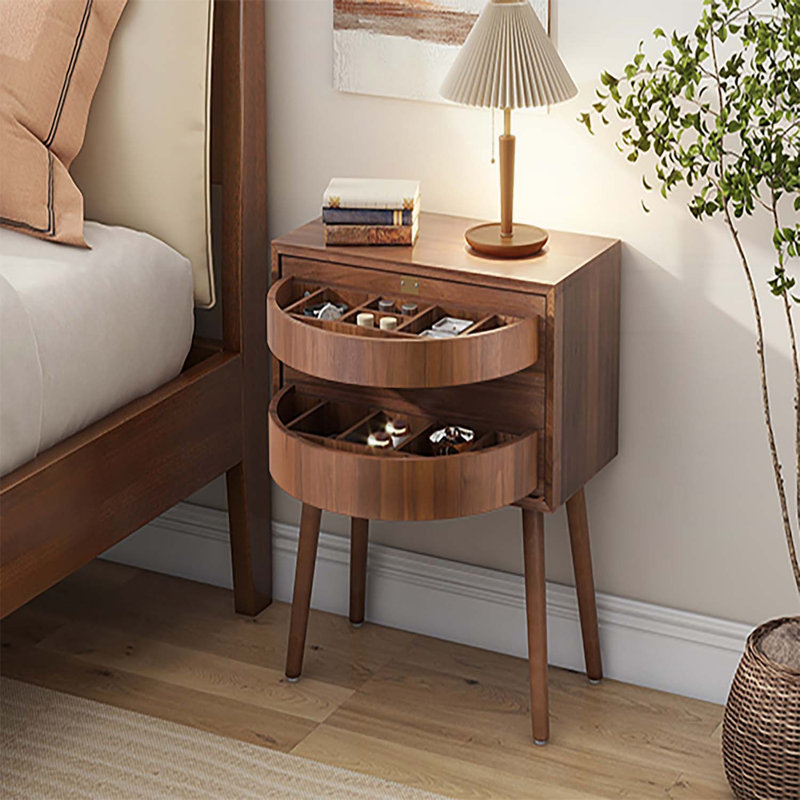 Rotating Hidden Compartment Nightstands, Walnut