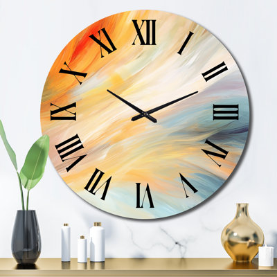 Wall Clock, Blue Orange Wave Abstract Decor - Vintage Blue And Orange Wave Elegance I