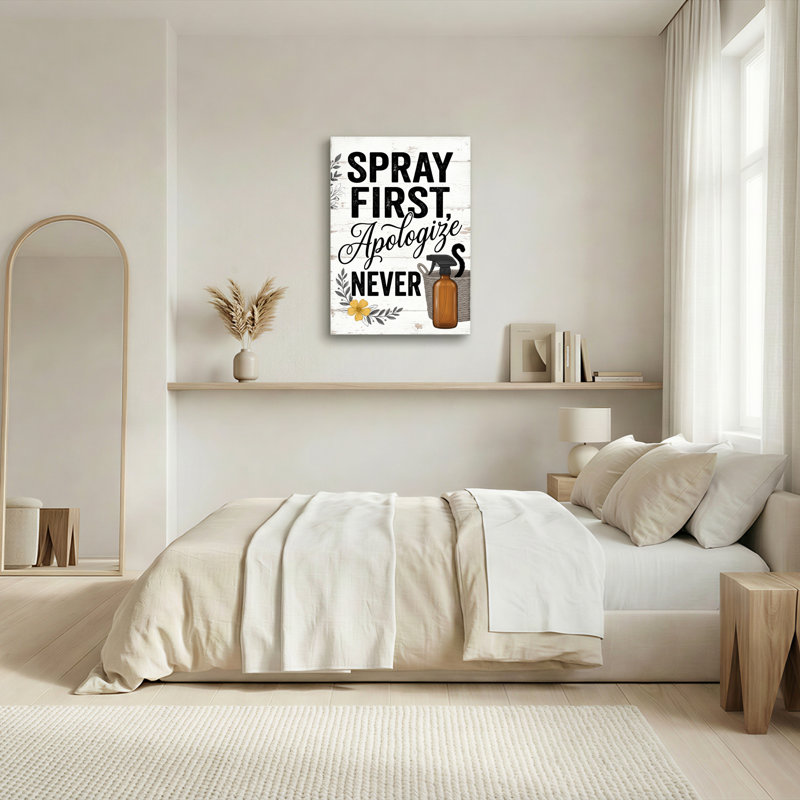 Ensemble de 1 tableau sur toile « Spray First Apologize Never », H 48 po x l 36 po, Toile tendue