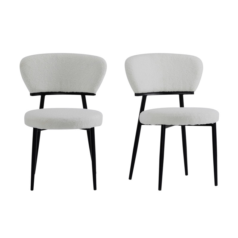 Upholstered Dinning Chair Set Of 2-White, White
