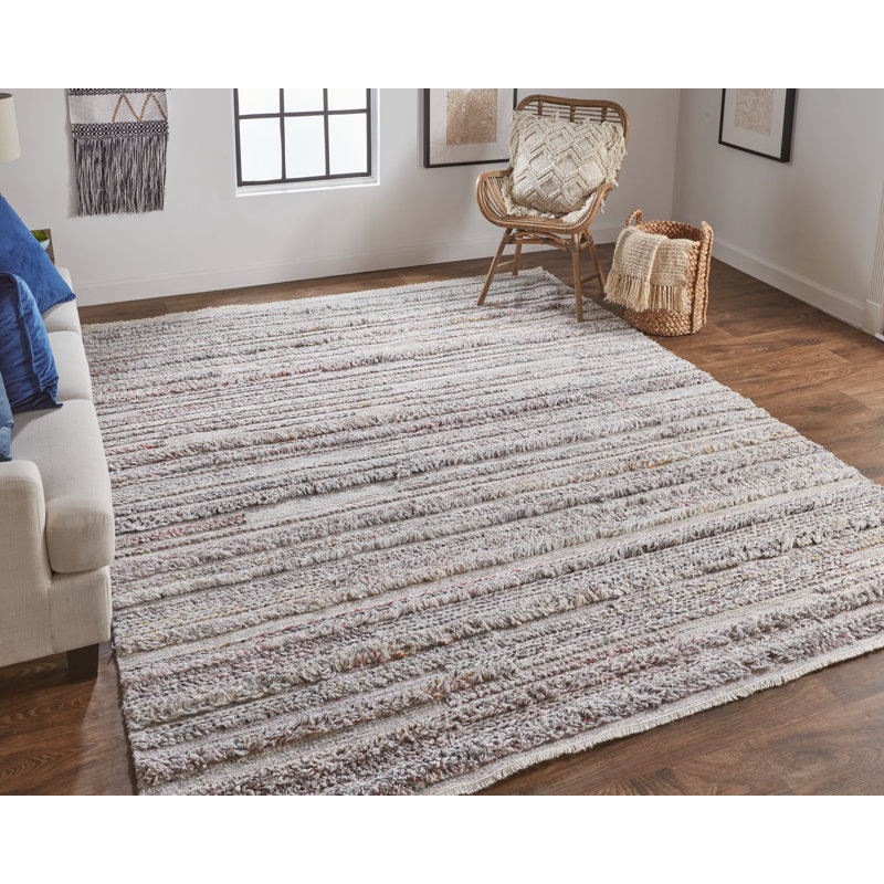 Alline Handwoven Gray/Red/Yellow Indoor/Outdoor Area Rug, Rectangle 10' x 14'