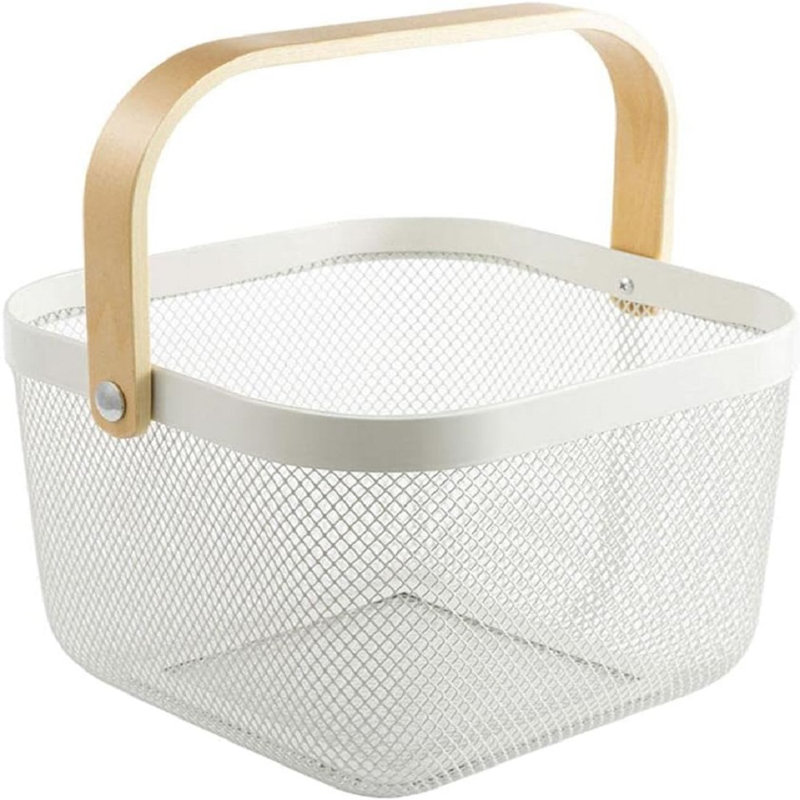 17 Stories Metal Fruit Basket, White