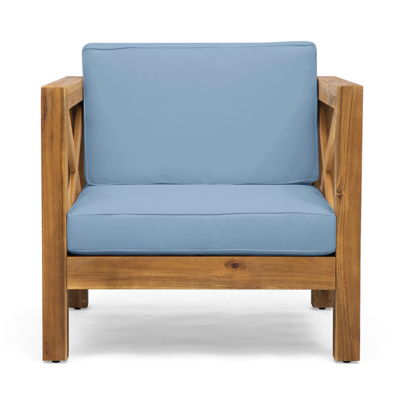 Fauteuil club de style Mid-Century en bois avec rembourrage d'eau pour fauteuil, Teck, Bleu