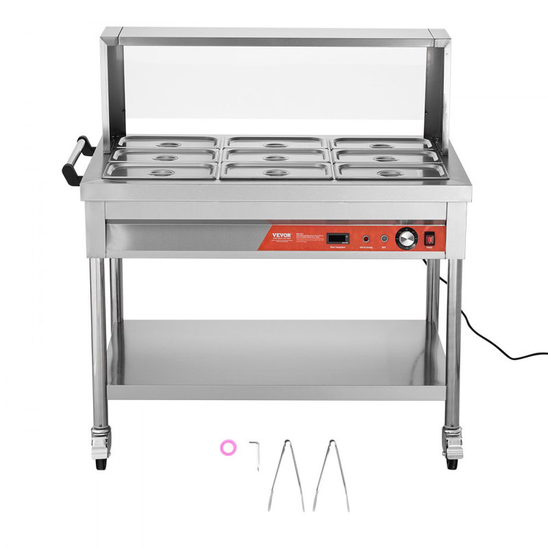Table chauffante commerciale 9 x 1/3 casseroles