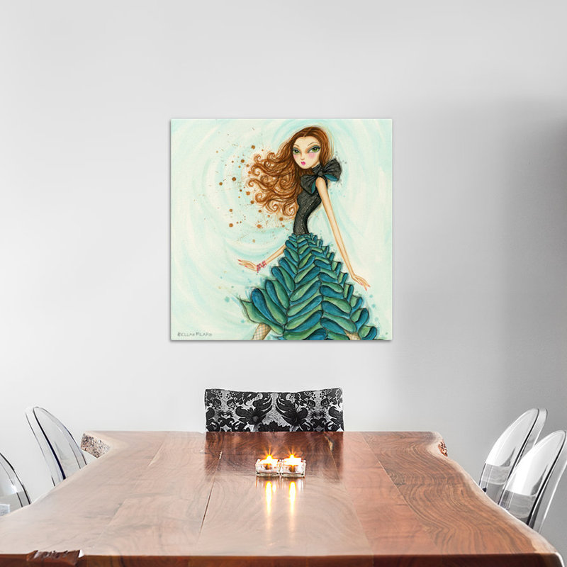 «Glitterati Bows Ruffles», peinture sur toile, H 26 po x l 26 po x P 1,5 po, Toile avec cadre noir, Pas de tapis