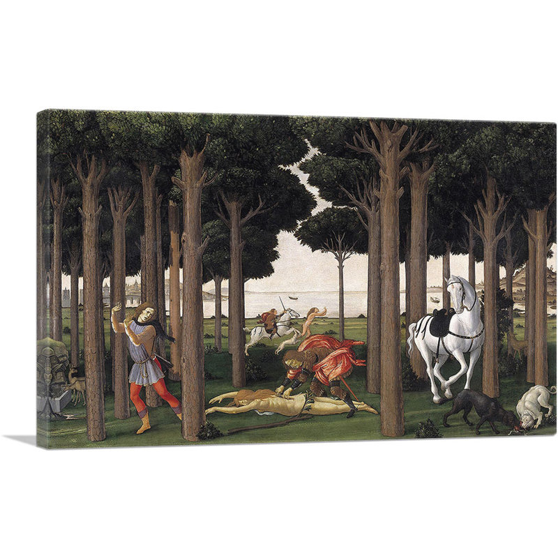 L'histoire de Nastagio Degli Onesti II 1483 - reproduction, H 12 po x l 18 po x P 0,75 po