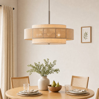 Lustre suspendu cylindrique 6 lumières en nickel
