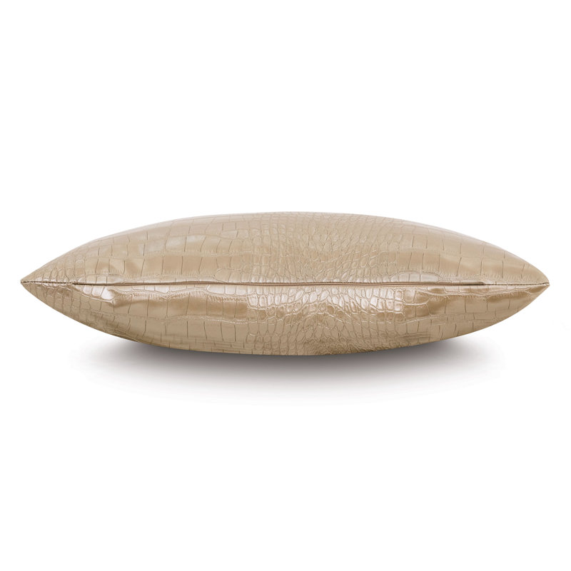 Tegu Animal Print Faux Leather Throw Pillow, Gold, 11"H x 21"W