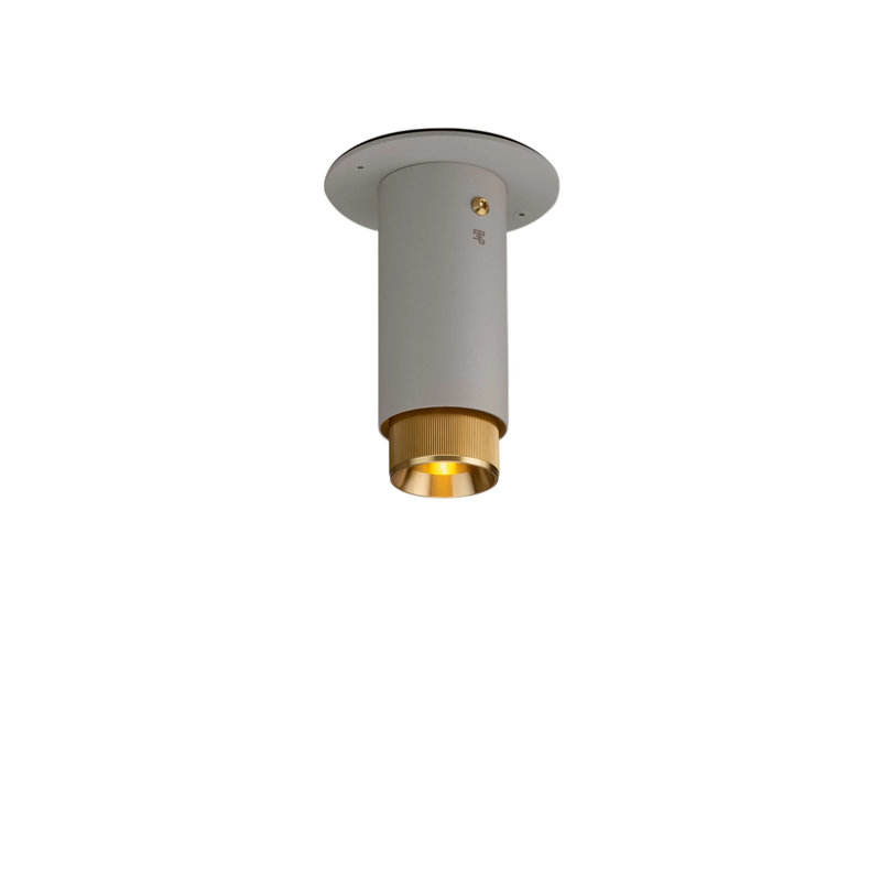 Polycarbonate Flush Mount, Brass, Stone
