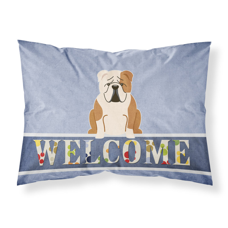 Taie d’oreiller welcome, Bouledogue anglais fauve et blanc