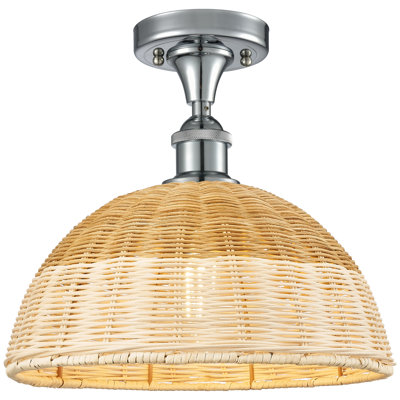 Ballston - Bristol Natural II - 1 Light 12" Semi-Flush Mount - Polished Chrome Finish - Natural Shade