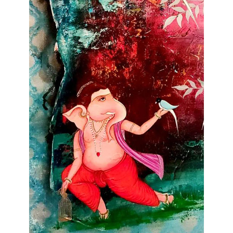«Freedom From The Cage» - Ganesha | Technique mixte sur toile | Par Mohit Bhardwaj
