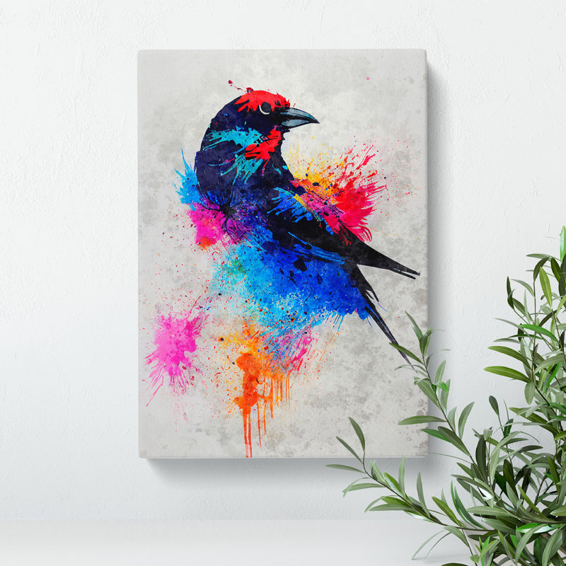 Paint Splash Bird No.3 - Wrapped Canvas, 50cm H x 35cm W x 3cm D