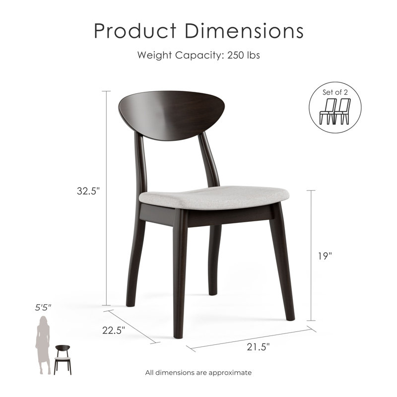 Rozella Solid Wood Side Chairs, Black