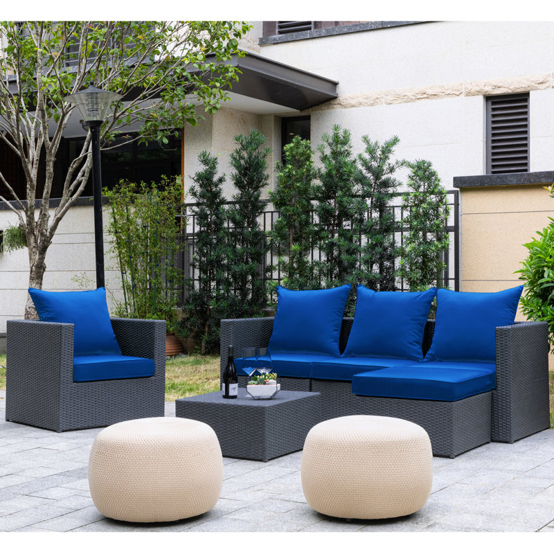Outdoor/Indoor Deep-Seat Cushion Set, Dark Blue